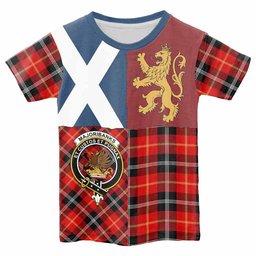 ScotsTee Shop Scottish Majoribanks Crest Tartan T-shirt Lion Rampant Saltire Style