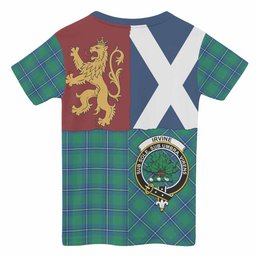 ScotsTee Shop Scottish Irvine Crest Tartan T-shirt Lion Rampant Saltire Style