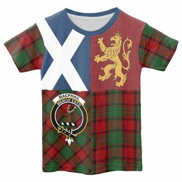 ScotsTee Shop Scottish MacPhail (McPhail) Crest Tartan T-shirt Lion Rampant Saltire Style