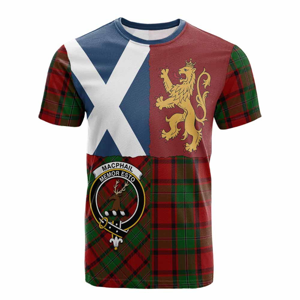ScotsTee Shop Scottish MacPhail (McPhail) Crest Tartan T-shirt Lion Rampant Saltire Style