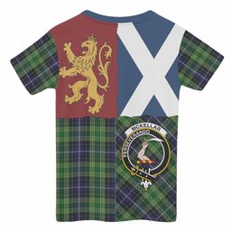 ScotsTee Shop Scottish McKellar Crest Tartan T-shirt Lion Rampant Saltire Style