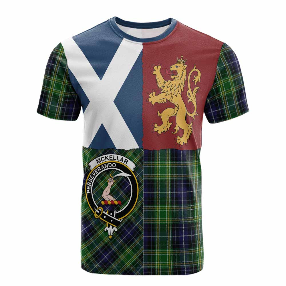 ScotsTee Shop Scottish McKellar Crest Tartan T-shirt Lion Rampant Saltire Style