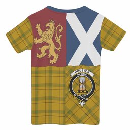 ScotsTee Shop Scottish Houston Crest Tartan T-shirt Lion Rampant Saltire Style