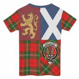 ScotsTee Shop Scottish Gartshore Crest Tartan T-shirt Lion Rampant Saltire Style