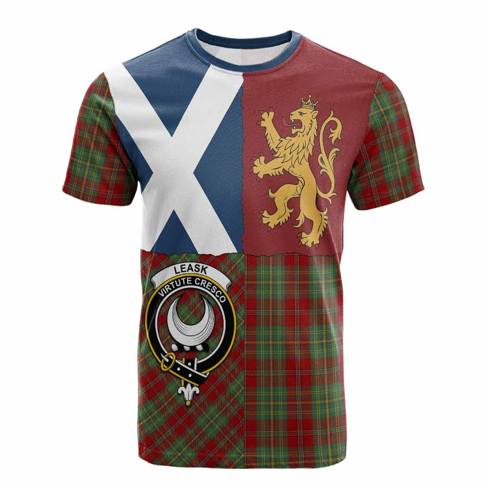 ScotsTee Shop Scottish Leask Crest Tartan T-shirt Lion Rampant Saltire Style