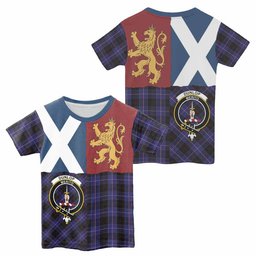 ScotsTee Shop Scottish Dunlop Crest Tartan T-shirt Lion Rampant Saltire Style