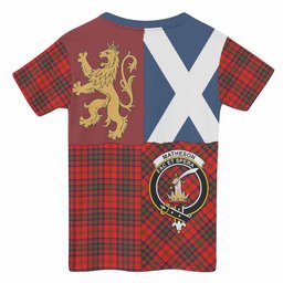 ScotsTee Shop Scottish Matheson Crest Tartan T-shirt Lion Rampant Saltire Style