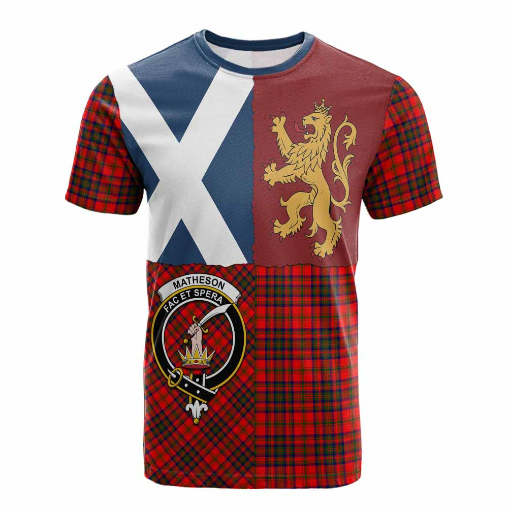 ScotsTee Shop Scottish Matheson Crest Tartan T-shirt Lion Rampant Saltire Style