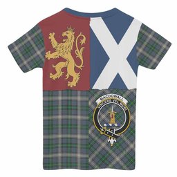 ScotsTee Shop Scottish MacDowall (McDowall) Crest Tartan T-shirt Lion Rampant Saltire Style