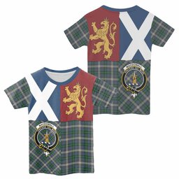 ScotsTee Shop Scottish MacDowall (McDowall) Crest Tartan T-shirt Lion Rampant Saltire Style