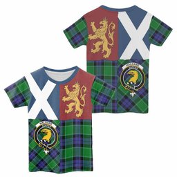 ScotsTee Shop Scottish Haldane Crest Tartan T-shirt Lion Rampant Saltire Style