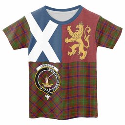 ScotsTee Shop Scottish Lumsden Crest Tartan T-shirt Lion Rampant Saltire Style