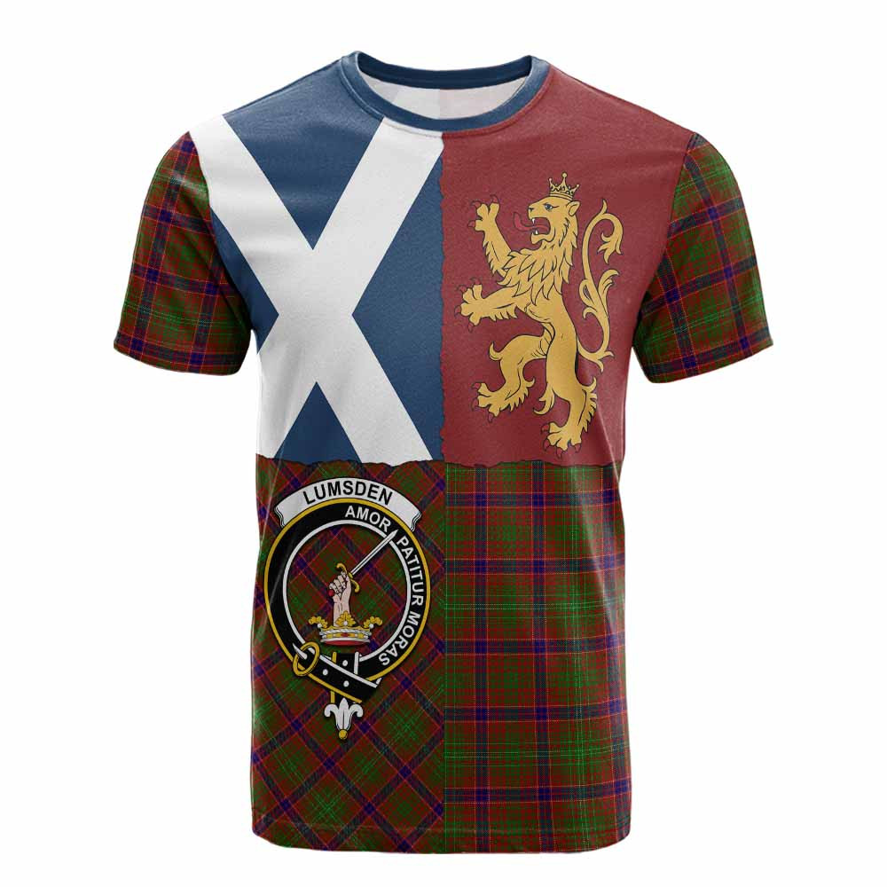 ScotsTee Shop Scottish Lumsden Crest Tartan T-shirt Lion Rampant Saltire Style