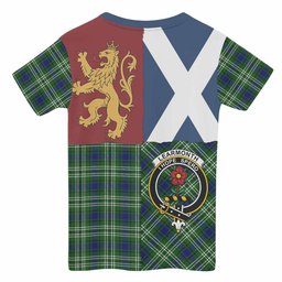 ScotsTee Shop Scottish Learmonth Crest Tartan T-shirt Lion Rampant Saltire Style