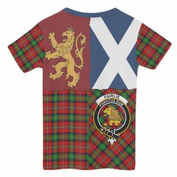 ScotsTee Shop Scottish Fairlie Crest Tartan T-shirt Lion Rampant Saltire Style
