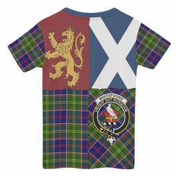ScotsTee Shop Scottish Whitefoord Crest Tartan T-shirt Lion Rampant Saltire Style