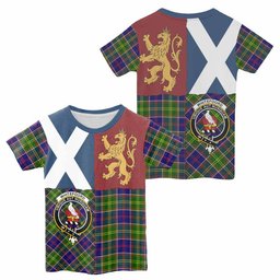 ScotsTee Shop Scottish Whitefoord Crest Tartan T-shirt Lion Rampant Saltire Style
