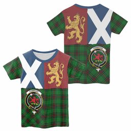 ScotsTee Shop Scottish Primrose Crest Tartan T-shirt Lion Rampant Saltire Style
