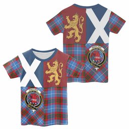 ScotsTee Shop Scottish Pentland Crest Tartan T-shirt Lion Rampant Saltire Style