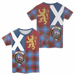 ScotsTee Shop Scottish Trotter Crest Tartan T-shirt Lion Rampant Saltire Style