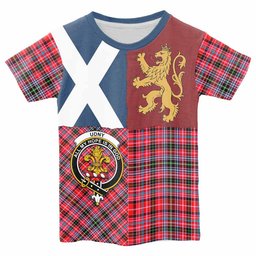 ScotsTee Shop Scottish Udny Crest Tartan T-shirt Lion Rampant Saltire Style