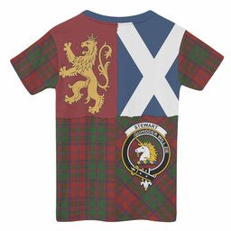 ScotsTee Shop Scottish Stewart (Stuart) of Appin Crest Tartan T-shirt Lion Rampant Saltire Style