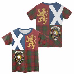 ScotsTee Shop Scottish Stewart (Stuart) of Appin Crest Tartan T-shirt Lion Rampant Saltire Style