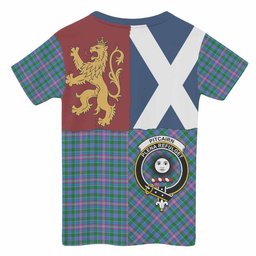 ScotsTee Shop Scottish Pitcairn Crest Tartan T-shirt Lion Rampant Saltire Style