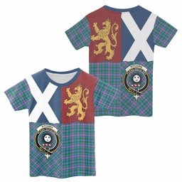 ScotsTee Shop Scottish Pitcairn Crest Tartan T-shirt Lion Rampant Saltire Style