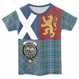 ScotsTee Shop Scottish Ralston Crest Tartan T-shirt Lion Rampant Saltire Style