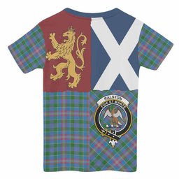 ScotsTee Shop Scottish Ralston Crest Tartan T-shirt Lion Rampant Saltire Style