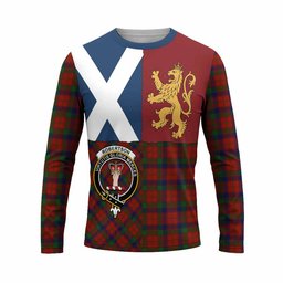 ScotsTee Shop Scottish Robertson Crest Tartan T-shirt Lion Rampant Saltire Style