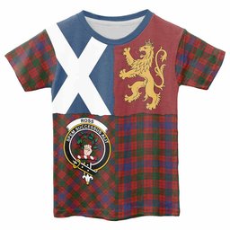 ScotsTee Shop Scottish Ross Crest Tartan T-shirt Lion Rampant Saltire Style