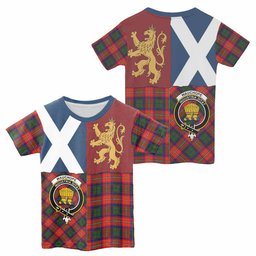 ScotsTee Shop Scottish Wauchope Crest Tartan T-shirt Lion Rampant Saltire Style