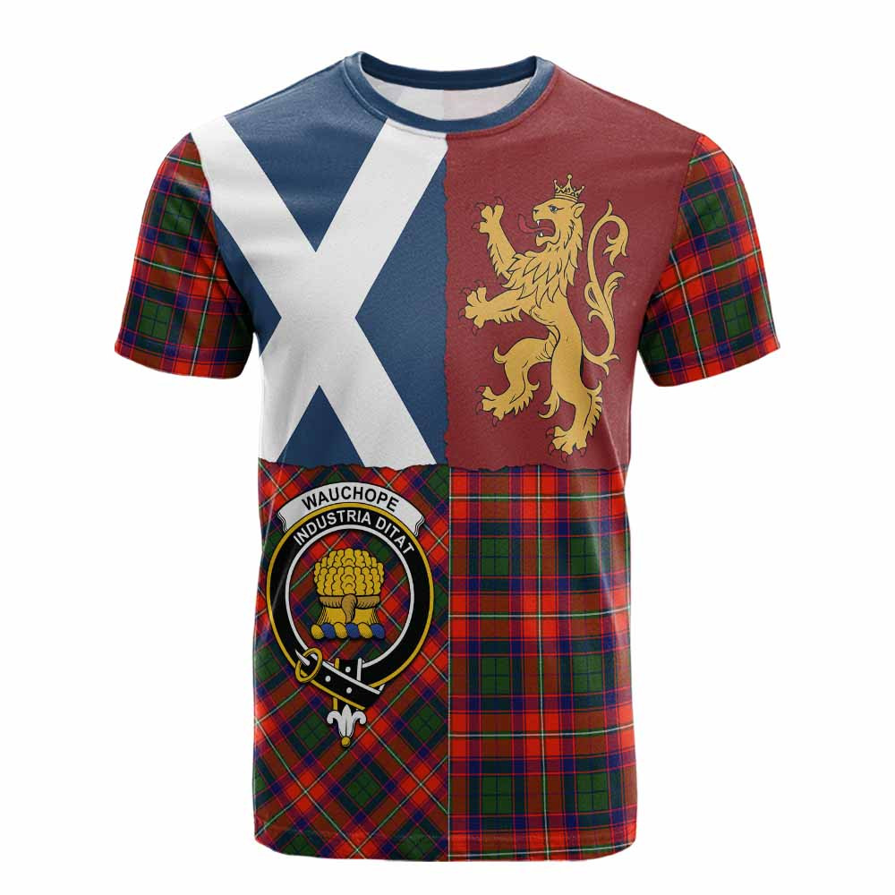 ScotsTee Shop Scottish Wauchope Crest Tartan T-shirt Lion Rampant Saltire Style