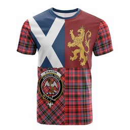 ScotsTee Shop Scottish Straiton Crest Tartan T-shirt Lion Rampant Saltire Style