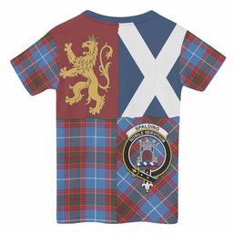 ScotsTee Shop Scottish Spalding Crest Tartan T-shirt Lion Rampant Saltire Style