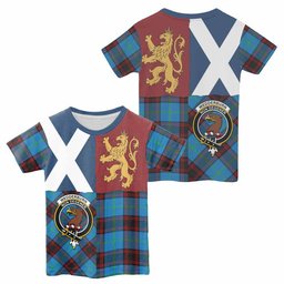 ScotsTee Shop Scottish Wedderburn Crest Tartan T-shirt Lion Rampant Saltire Style