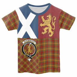ScotsTee Shop Scottish Scrymgeour Crest Tartan T-shirt Lion Rampant Saltire Style
