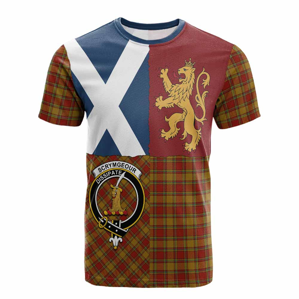 ScotsTee Shop Scottish Scrymgeour Crest Tartan T-shirt Lion Rampant Saltire Style