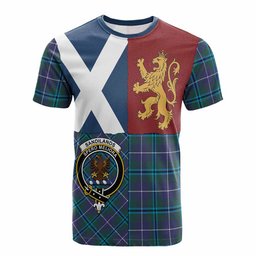 ScotsTee Shop Scottish Sandilands Crest Tartan T-shirt Lion Rampant Saltire Style