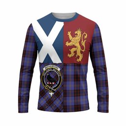 ScotsTee Shop Scottish Rutherford Crest Tartan T-shirt Lion Rampant Saltire Style