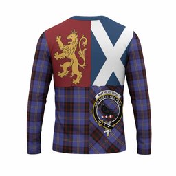 ScotsTee Shop Scottish Rutherford Crest Tartan T-shirt Lion Rampant Saltire Style