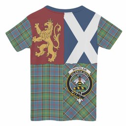 ScotsTee Shop Scottish Whitelaw Crest Tartan T-shirt Lion Rampant Saltire Style