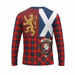 ScotsTee Shop Scottish Ruthven Crest Tartan T-shirt Lion Rampant Saltire Style