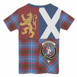 ScotsTee Shop Scottish Pennycook Crest Tartan T-shirt Lion Rampant Saltire Style