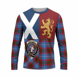 ScotsTee Shop Scottish Pennycook Crest Tartan T-shirt Lion Rampant Saltire Style