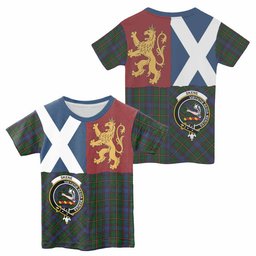 ScotsTee Shop Scottish Skene Crest Tartan T-shirt Lion Rampant Saltire Style