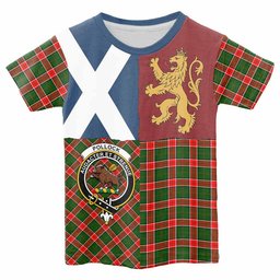 ScotsTee Shop Scottish Pollock Crest Tartan T-shirt Lion Rampant Saltire Style
