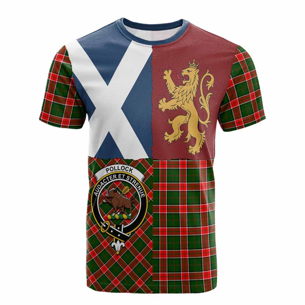 ScotsTee Shop Scottish Pollock Crest Tartan T-shirt Lion Rampant Saltire Style